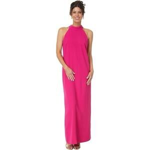 NWT Lilly Pulitzer Alaric Maxi Dress Pink Back Slit Halter Neck Party 14